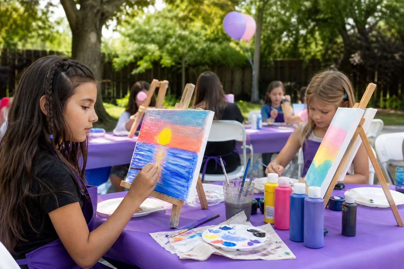 Canvas painting station materials