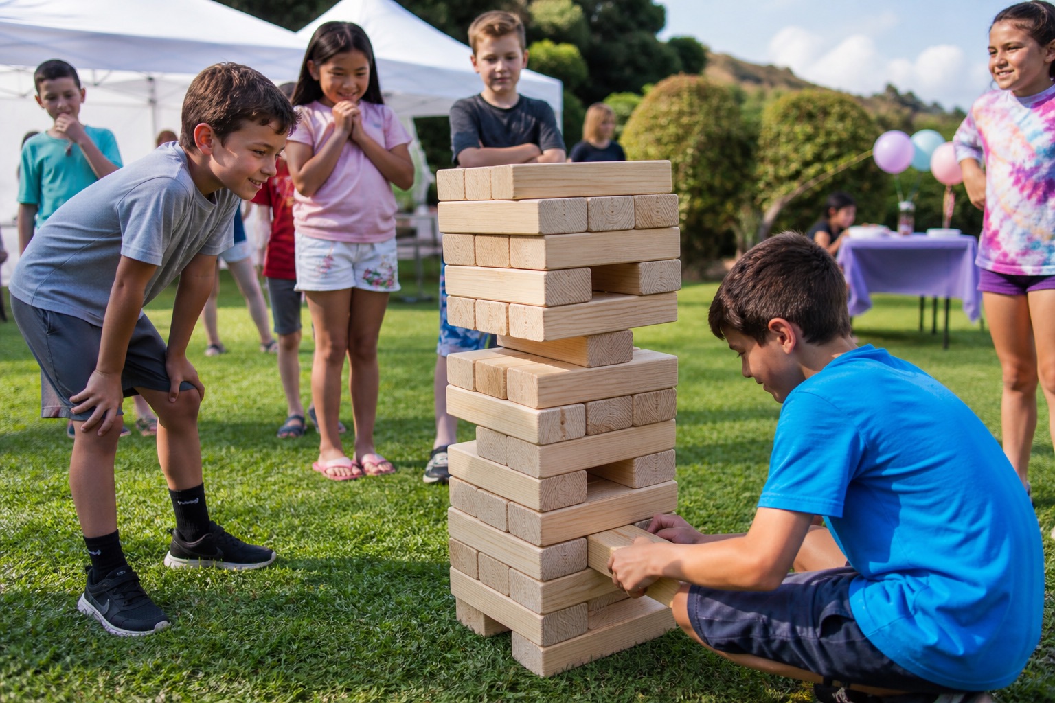 Giant Jenga rental at a Grazie Mille event