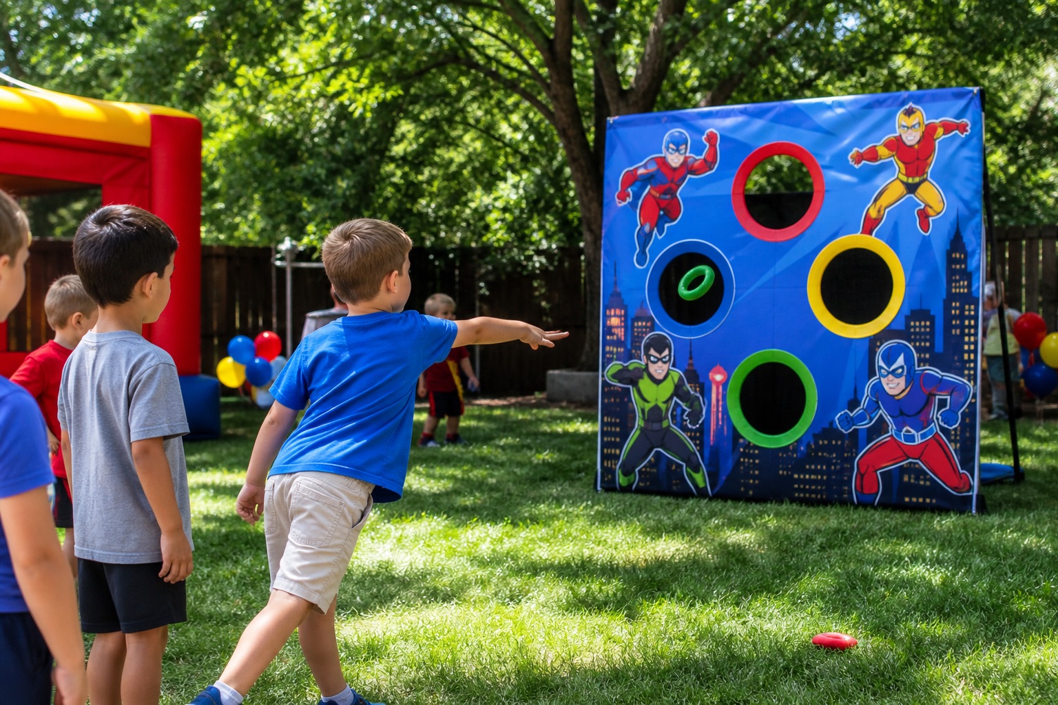 Superhero Toss rental at a Grazie Mille event